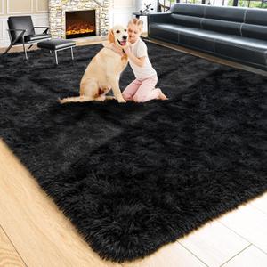 Noahas Large Fluffy Black 5x7 Area Rugs for Living Room Bedroom,Thick Shag Throw Rug,Big Soft Shaggy Bedside Non-Slip Plush Dorm Nursery Kids Carpet