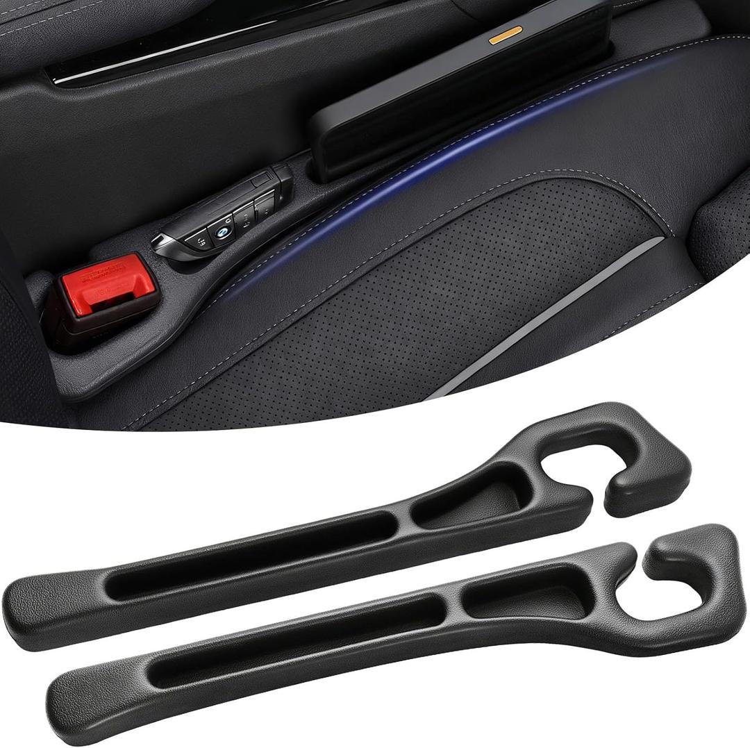 2PCS Car Seat Gapster, Car Seat Gap Filler for Filling Gaps Between Consoles, No Drop Seat Guard with Storage Slot, Black