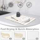 Large Stone Dish Drying Mat for Kitchen Counter, 24"(L)16"(W), Super Absorbable Diatomaceous Stone Mat, Collapsible Stone Dish Drying Mat for Dishes Bottles, Cups, Match Any Countertop