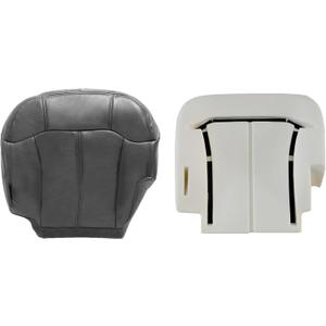Priprilod #122 Dark Gray Leather Driver Side Bottom and Foam Cushion Replacement Seat Cover Compatible with Chevy Silverado Tahoe Suburban Avalanche GMC Sierra Yukon 1999 2000 2001 2002