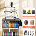 AHOWPD 3D Printer Stand with Filaments Storage - 3D Printer Table Filament Storage Rack Heavy Duty 3D Desk for Workshop Studio Office (Brown)