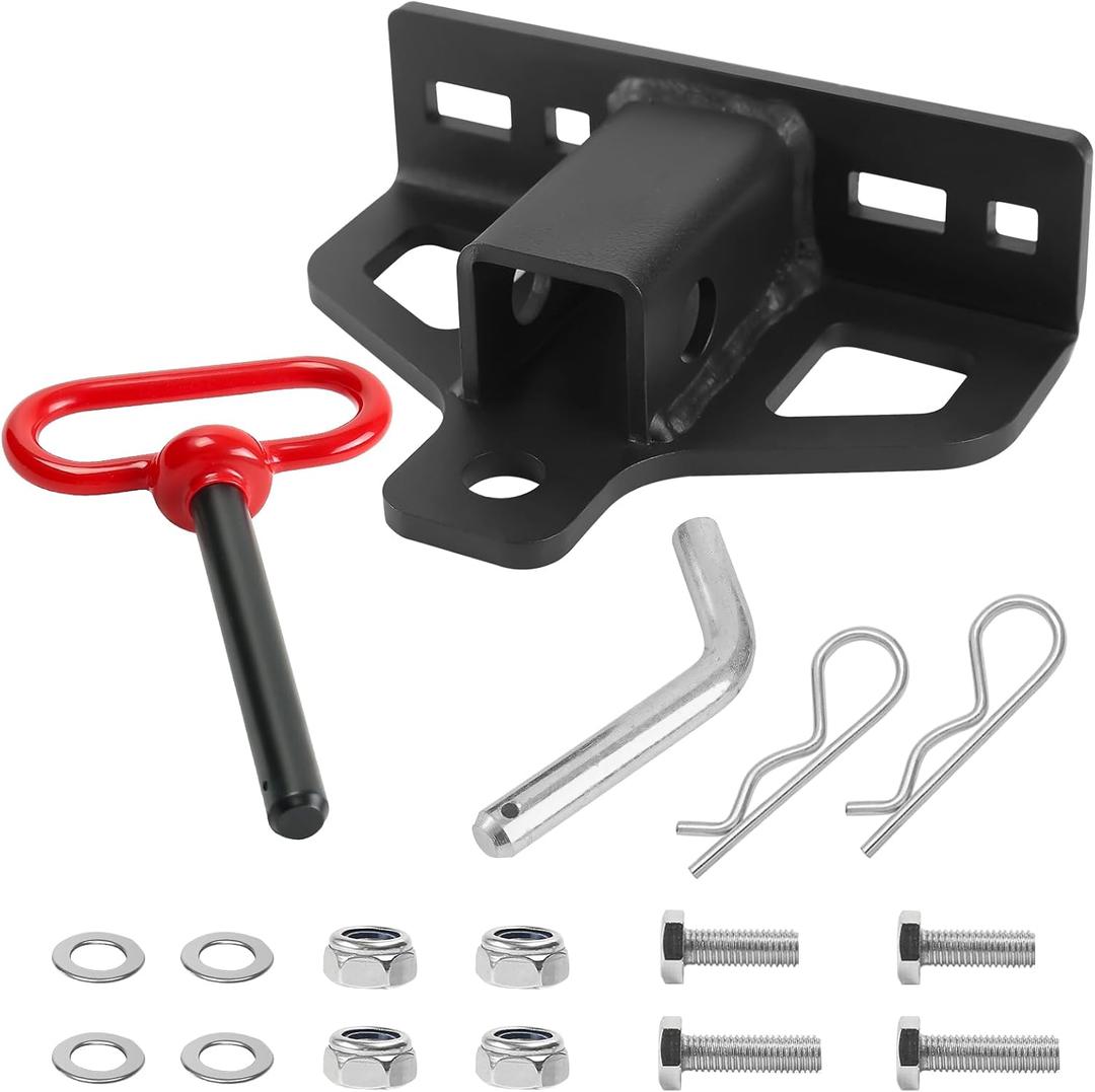 Zero Turn Lawn Mower Hitch with 2" Receiver,6mm Thicker Heavy Duty Steel Trailer Receiver Hitch with Trailer Hitch Pin & Clips,Ideal for Lawn Mower Tractor, Golf Cart