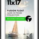 Americanflat 11x17 Floating Picture Frame with Shatter-Resistant Glass - Fits 11x14 Photos or Smaller - Slide-In Photo Frame - Fusion Float Collection - Floating Frames for Wall Display - Black