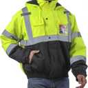 sesafety Reflective Jacket for Men, High Visibility Jackets, Safety Jackets for Men, Hi Vis Construction Bomber Jackets Waterproof with Pockets and Zipper, Black Bottom, Class 3 L