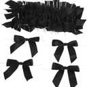 Elegant Polyester Bows 50pcs Lollipop Sealing Ties DIY Cake Decorations Wedding Party Supplies (Black)