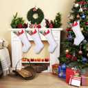 JOVITEC White 4 Pcs 20 Inch Christmas Stockings Faux Fur Stockings Xmas Stocking Fireplace Hanging Stocking Christmas Party Gift Bags for Holiday Party Decoration