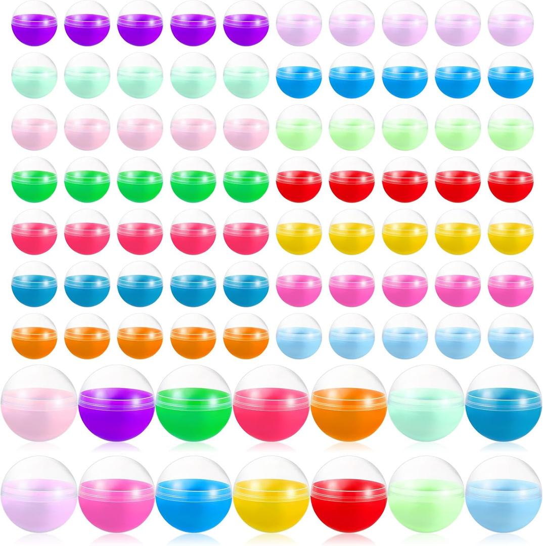 150 Pcs 1.77 Inch Gumball Vending Machine Capsule Clear-Colored Round Empty Capsules Plastic Containers DIY Craft Toy Supplies for Party Prizes Favors Easter Basket Stuffers