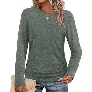 SAMPEEL Womens Sweaters Long Sleeve Shirts Fall Fashion 2025 Trendy Tops Ruched Outfits Winter Clothing