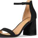 Amazon Essentials Women's High Heel Nola (8, Black Faux Suede)