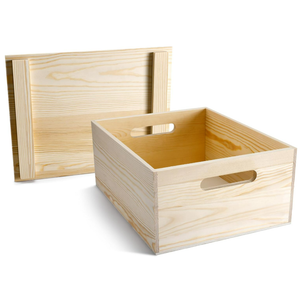 Pack Of 3, Large Wooden Box with Hand Holes, 17 x 8.5 inches 