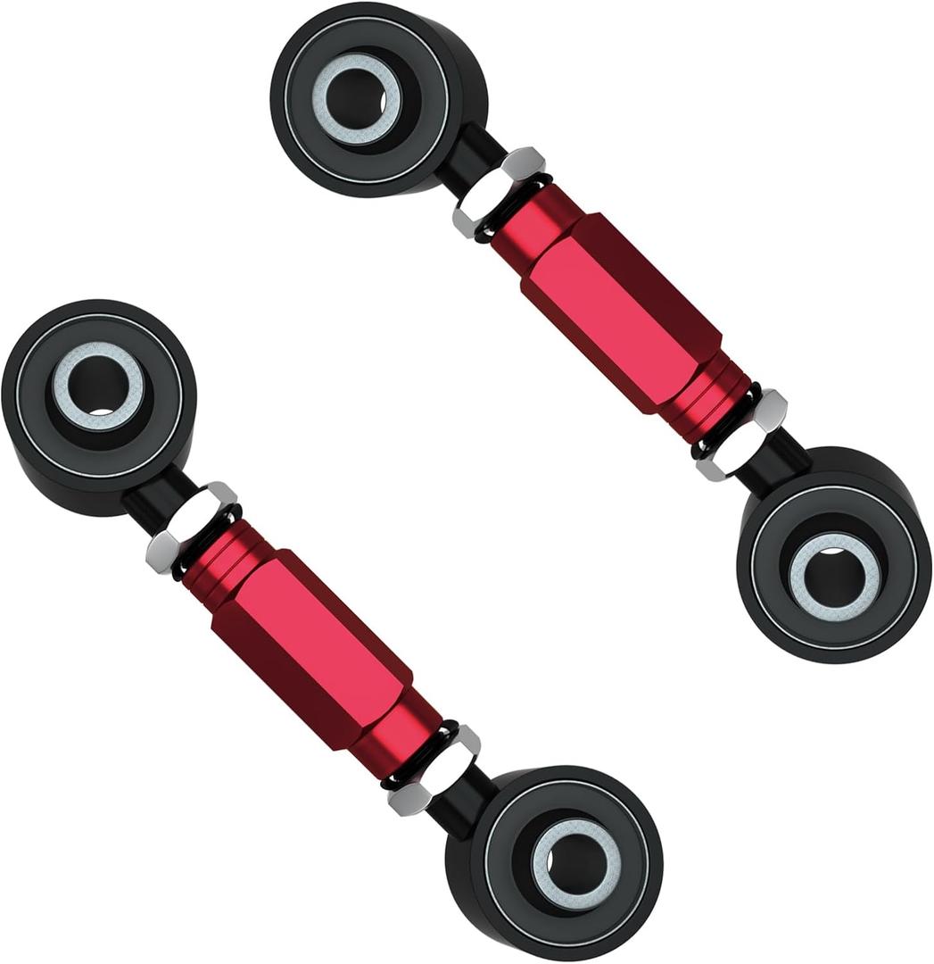 2 Pieces Rear Upper Adjustable Camber Arm Kit Compatible with Honda Civic 88-00 and Integra 94-01 EK EG, Camber Control Arms (red)