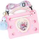[Super Cute Rainbow Handle Unicorn Case] Compatible with Samsung Galaxy Tab A9 Plus Tablet 11'' 2023 (SM X210/X216/X218) Kids Pop it Case for with Rainbow Handle and 360 Rotating Stand - Pink