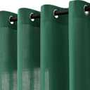 Emerald Green Linen Curtains 90 Inch Length 2 Panels for Living Room Bedroom, Light Filtering Sheer Curtains 90 Inches, Modern Farmhouse Grommet Semi Sheer Soft Privacy Drapes