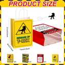 ZOIIWA Dinosaur Party Favor Bags Funny Dinosaur Party Decorations Dino Caution Signs Paper Gift Bags with Handles Beware Warning Signs Goodie Candy Treat Bag for Birthday Baby Shower Supplies,12pcs