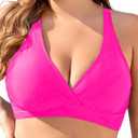 Women Underwire Bikini Top Only - Push Up Swimsuit Top Large Bust Bathing Suit Tops 2025 Supportive Swim Tops 18W Hot Pink