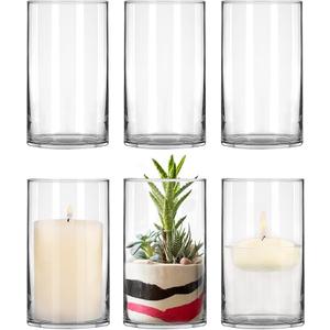 PINIWON  3 Pack Clear Glass Cylinder Vases, , Floating Candle Holder for Table Centerpiece, Ideal for Wedding, Party Supplies and Home Decor