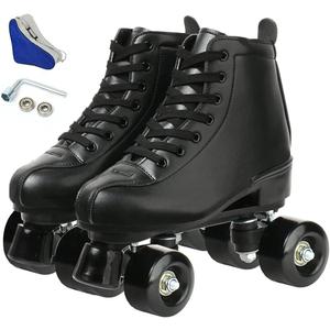 Unisex Roller Skates Double Row Four Wheels High-top Roller Skates Lightning Pattern for Beginners Womens Mens Boys and Girls (Women's 9.5 / Men's 8, Black black wheel)