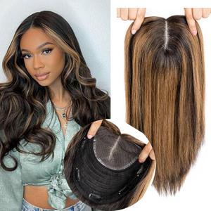 Human Hair Toppers for Women 18 * 20 cm Large Area Cover 14 Inch FB30# Color Straight Hair Swiss Lace Base Clip in Human Hair Topper Hairpiece for Hair Loss Thinning Hair (14 Inch, FB30#)