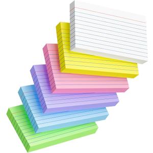 Index Cards 3x5 Inch, 300sheets, Flash Cards, Ruled Lined Colored Note Cards Paper For Studying, Schools Supplies, College, Office And Home Organization, Note Taking Supplies (White/Pink/Purple/Blue/Yellow/Green)