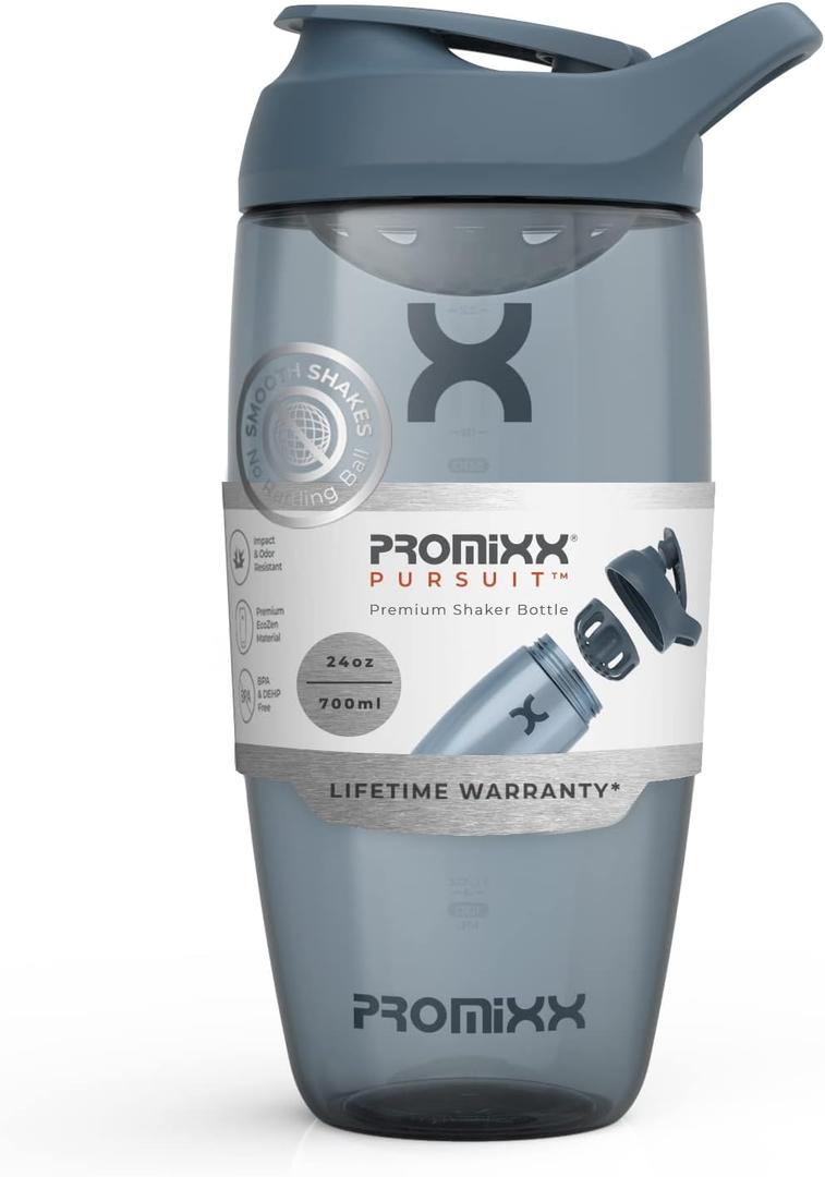 Promixx PURSUIT Protein Shaker Bottle  Premium Sports Shaker Bottles for Protein Mixes and Supplement Shakes  Easy Clean, Durable Protein Shaker Cup (23.7 Ounces, Midnight Blue)