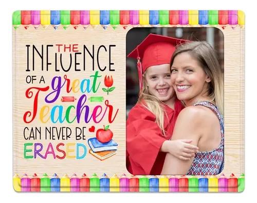 FLYAB Teacher Picture Frames Teachers Appreciation Gifts for Graduation Retirement Back to School 4x6 Photo Frame Wood Leather Frame