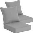 Goodgoods 22x24 inch Outdoor/Indoor Deep Seat Patio Cushions Set of 2 Resilient Foam Filling Water-Proof Stain-Resistant UV Resistant Weather Resistant Deep Seat Bottom Light Gray, 22''x24''x5.1'' 2 sets