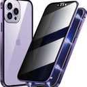 Magnetic Titanium for iPhone 14 Plus Privacy Case, Anti-peep Magnetic Adsorption Double Sided Tempered Glass Full Body Case, Privacy Screen Protector Metal Frame Anti-spy Phone Case for iPhone 14 Plus