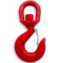 5 Tons Heavy Duty Swivel Hook with Safety Latch,360 Degree Rotating Crane Swivel Lifting Eye Hook for Crane, Swivel Chain Hooks for Lifting Chains Port Transportation, 11000 Lbs Capacity,Red