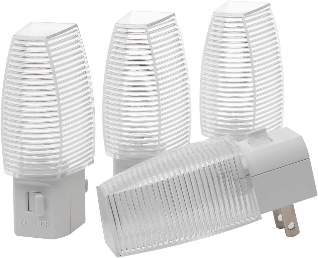 DEWENWILS Plug in Night Light with Switch, Manual ON Off LED Nightlight for Kids, Nursery, Bedroom, Bathroom, Hallway, Stairways, Corridor, Garage, Warm White, UL Listed, 4 Pack