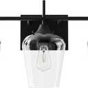 VONLUCE Bathroom Vanity Light, 3 Light Bathroom Light Fixture Over Mirror, Bathroom Wall Lamp with Clear Glass, Modern Black Vanity Lighting fixtures for Bathroom, Bedroom, Hallway