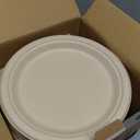 ibambo Bamboo Paper Plates Compostable (125-Pack, 9-inch) | Sturdy & Microwave Safe | Heavy Duty Brown Disposable Plates | PFAS Free, Biodegradable | FSC Certified Alternative to Plastic