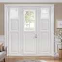 MIULEE Sidelight Sheer French Door Curtains Short 25 x 20 Inches Light Filtering Window Treatment with Tieback 2 Panels, White