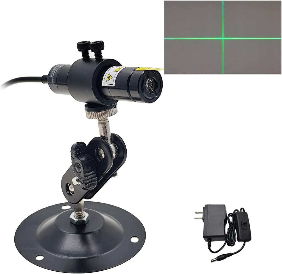 520nm Green Light Cross Module Focusable Locator Generator Placement Position Guide for Cloth Fabric Heat Press Screen Printing Wood Stone Alignment 16mm