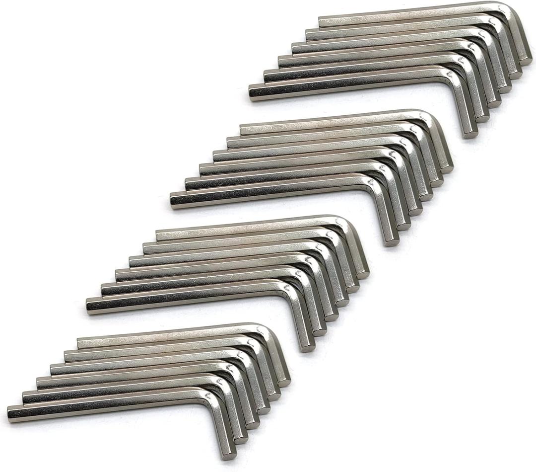 6mm L-Shaped Hexagonal Wrench Tool,Hand Tools Hex Keys Wrenches,Steel Nickel-Plated,Silver,Pack of 24 Pcs