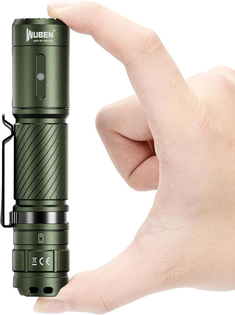 WUBEN C3 Flashlight 1200 High Lumens Rechargeable Flashlights 6 Modes Super Bright IP68 LED Tactical Flashlight for Camping, Home, Emergenc, Inspection, Repair, Tool Gifts for Men(Army Green)