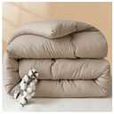 ZTGL Double Sided Washed Cotton Blanket, Fluffy Cotton Quilt, Breathable Duvet, Warmth Thick Blanket, Soft Winter Comforter Core,Khaki,150x200cm(3.5kg)