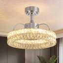 Crystal Ceiling Fans with Lights, 21" Fandelier Ceiling Fan with Light and Remote 6-Speed Wind, Dimmable LED, Chandelier Ceiling Fan for Bedroom Dining Room Living Room, 22 INCH