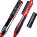 Minidiva 2-in-1 Hair Curler and Straightener with Anti-Scald, 30s Fast Ceramic Heating, 6 Heat Levels, Auto Off, 360 Swivel Cord Portable Hot Hair Straightener Brush for Home, Travel (Red)