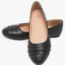 HEAWISH Women's Black Flats Shoes Round Toe Slip On Casual Ballet Flats PU Leather Dressy Work Shoes. Size 5