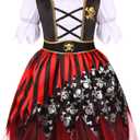 Kids Pirate Costume Girls Deluxe Buccaneer Dress Set for Halloween Party Dress Up, 5-7yrs