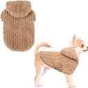 KOOLTAIL Fleece Dog Sweater Hoodie for Small Medium Large Dogs - Super Soft Fall Dog Clothes Sweatshirt with Leash Hole, Warm Winter Cold Weather Pet Coat for Puppy Cats Girl/Boy Male/Female Beige XS