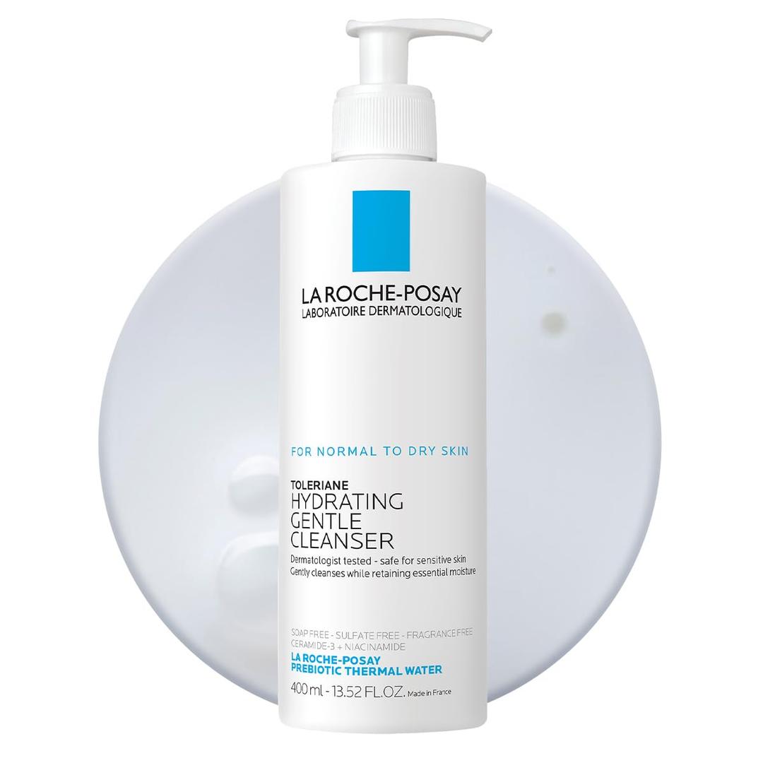 La Roche-Posay Toleriane Hydrating Gentle Face Cleanser, Hydrating Facial Cleanser With Niacinamide + Ceramides, Daily Face Wash For Dry Skin To Normal Skin, Sensitive Skin Tested, Fragrance Free