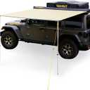 Vehicle Awning, 4.6ft x 8.2ft, Rooftop Pullout Ripstop UPF50+ Side Awning, Reinforced Hinges & Poles for Jeep/SUV/Truck/Van