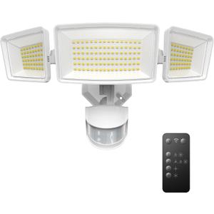 TECKNET 4200LM Flood Ourtdoor Motion Sensor Lights, 150LEDs 6500K Security Flood Lights Outdoor with Remote Control & 4 Working Modes & IP66 Waterproof, Adjustable Light for Garage Yard Porch