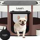 Love's cabin Pet Puppy Dog Playpen, Small Dog Tent Crates Cage Indoor/Outdoor, Portable Exercise Playpen for Cat, Foldable Pop Up Dog Kennel Playpen with Carring Case (S, Brown)
