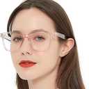 AEZUNI Oversize Square Reading Glasses for Women Oversized Trendy Large Readers (Pink,175)