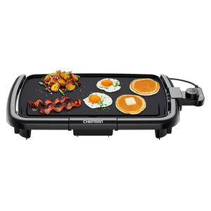 Chefman Electric Griddle with Removable Temperature Control, Immersible Flat Top Grill, Burger, Eggs, Pancake Griddle, Nonstick Easy Clean Cooking Surface, Slide Out Drip Tray, 10 x 16 Inch