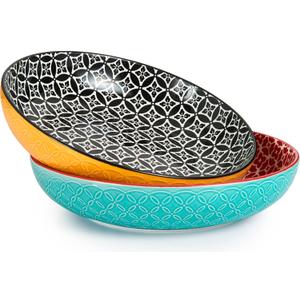 DOWAN 11.5" Large Serving Platter, 2.9 Qt Decorative Fruit Bowl for Kitchen Counter, Serving Dishes for Salad Pasta Entertaining Parties, Ceramic Serving Bowl Plates, Big Colorful Bowls for Home Decor