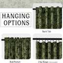 RYB HOME Olive Green Velvet Curtains 102 inches Long, Printed Floral Vintage Design Home Decoration Thermal Insulated Privacy Protect Drapes for Bedroom Living Room, W50 x L102 inches, 2 Panels