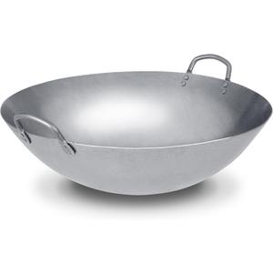 Craft Wok Large 18-Inch Heavy Canton Style Hand Hammered Carbon Steel Wok (Round Bottom) / 731W87-18in